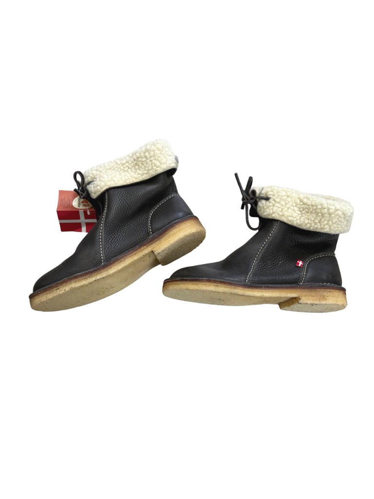 Duckfeet Unisex Adult Leather Boots Arhus Black Shearling Wool Lined 43 — image 4 of 6